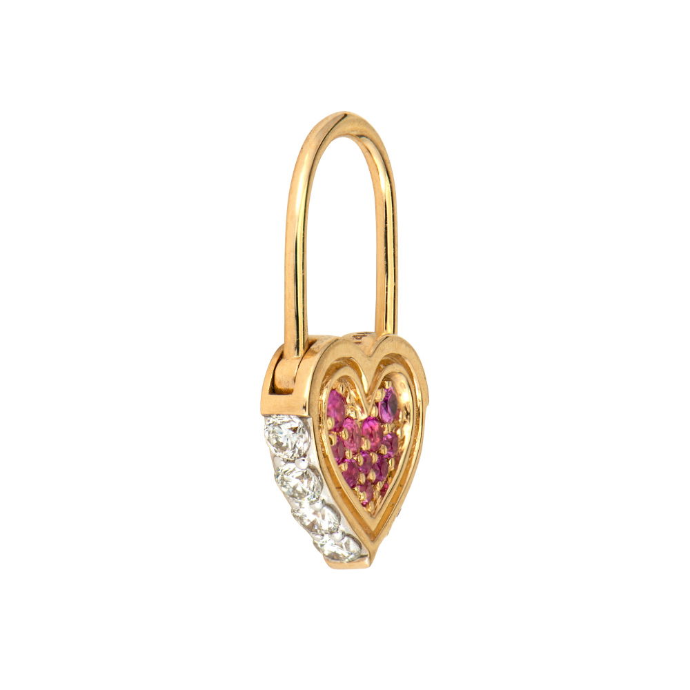 Single Unlock Love Heart Lock Hoop Earring