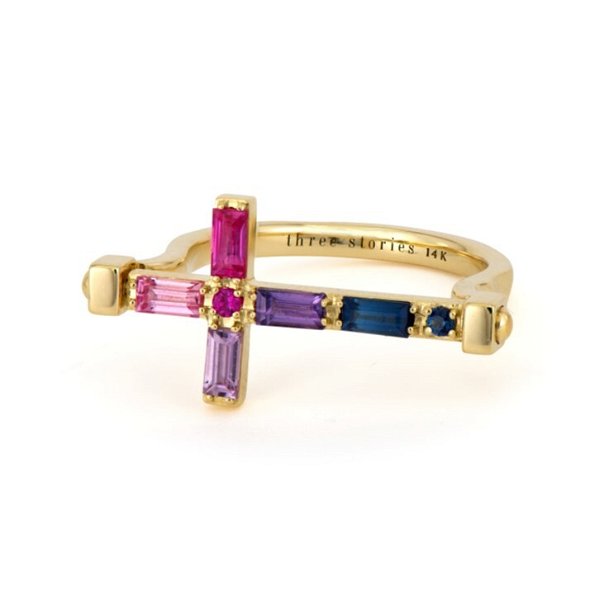 Closeup photo of Double Sided Baguette Cross Flip Ring