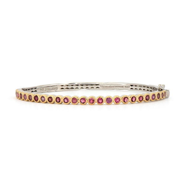 Closeup photo of Hammered Pink Tourmaline Bezel Bangle