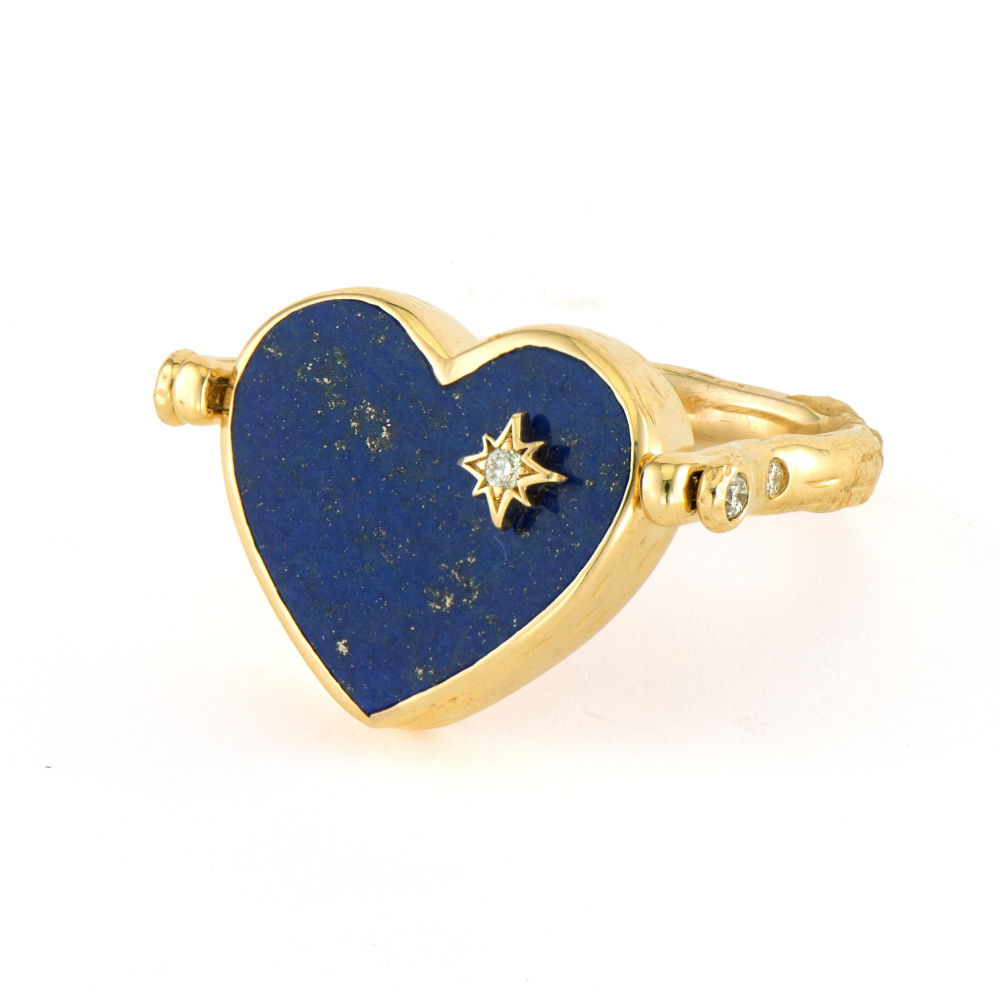 Love Explosion Lapis Heart Flip Ring