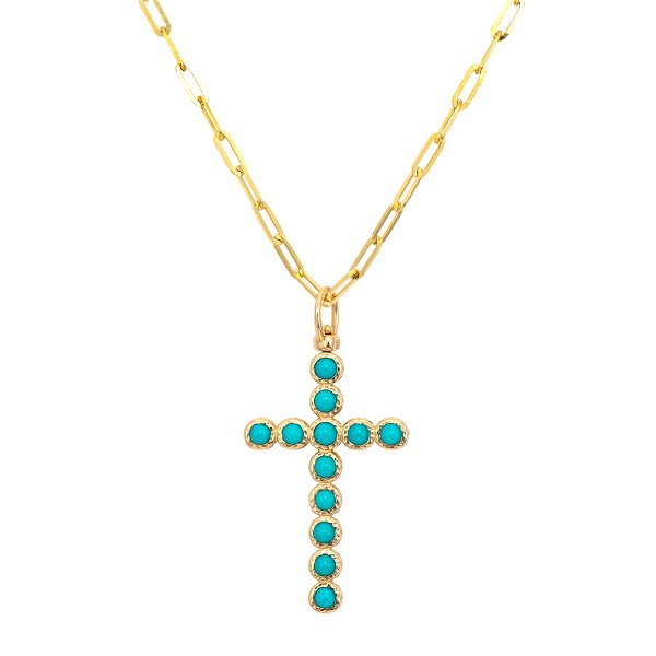 Closeup photo of Single Double Sided Diamond and Turquoise Cross Top Switch Charm
