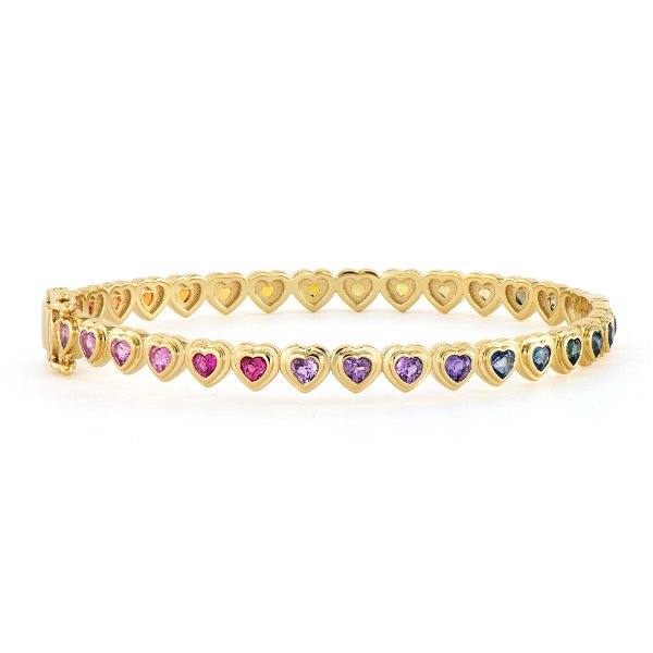 Closeup photo of Show Your Love Continuous Rainbow Heart Bangle