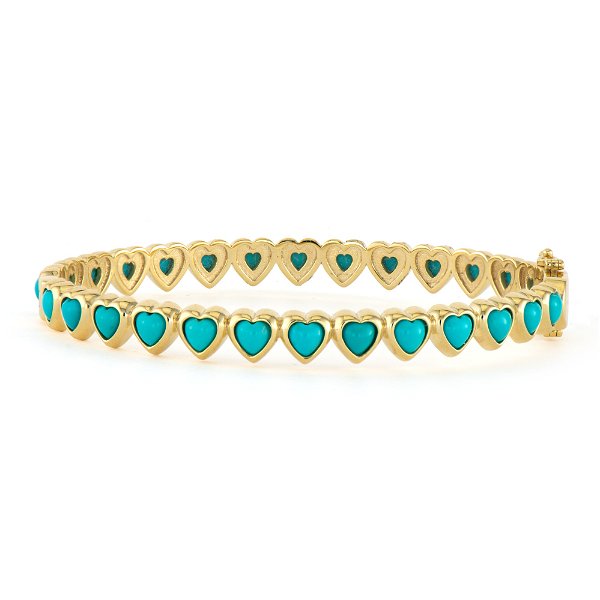 Closeup photo of Show Your Love Continuous Turquoise Heart Bangle
