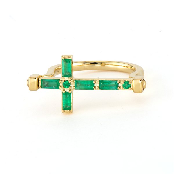 Closeup photo of Double Sided Baguette Cross Flip Ring