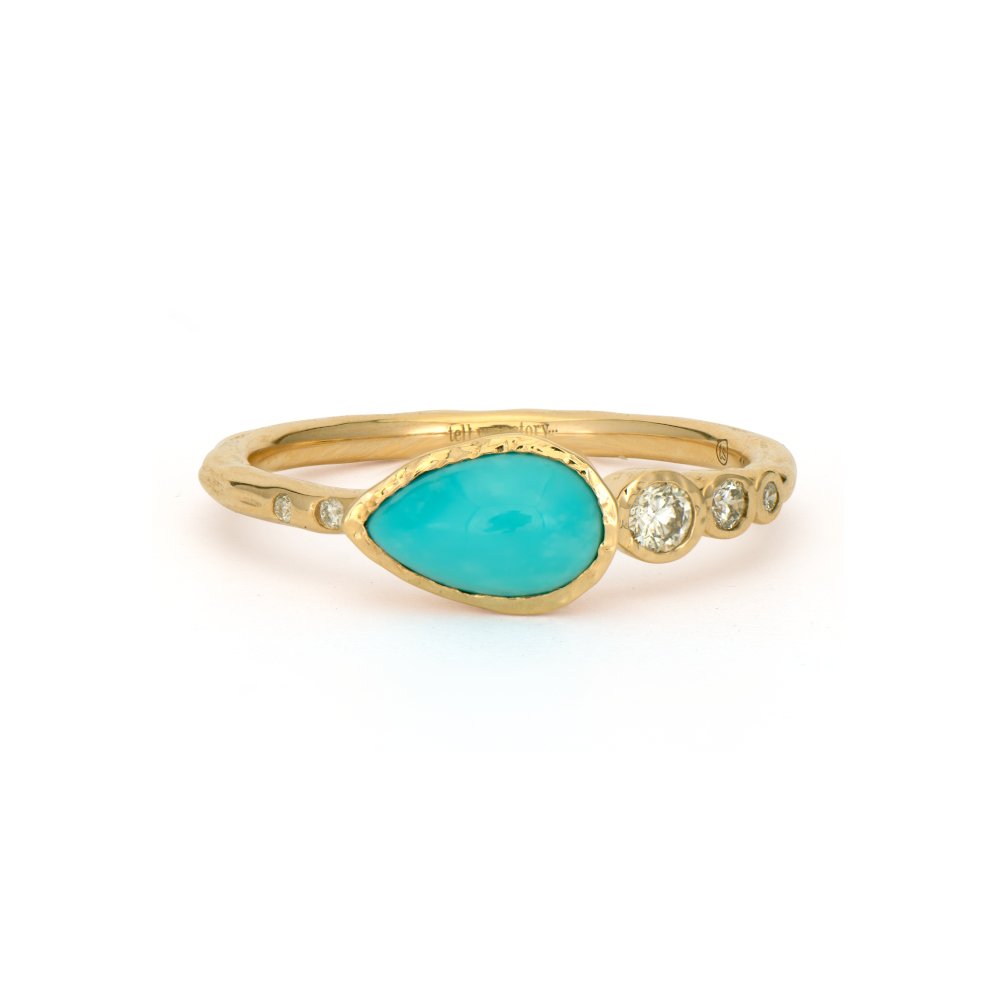 Tiny Sparkling Sea Pear Turquoise Band