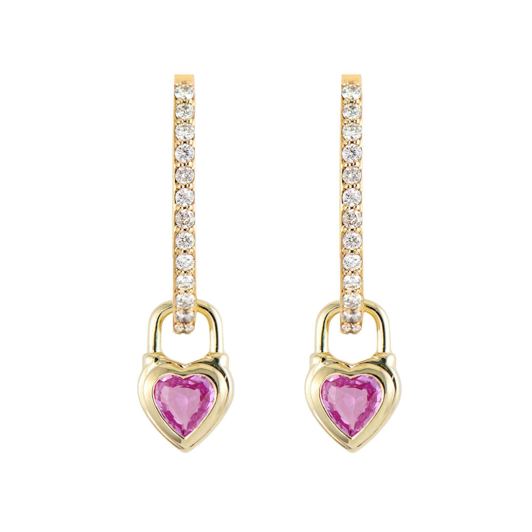 Single Beating Heart Pink Sapphire Charm