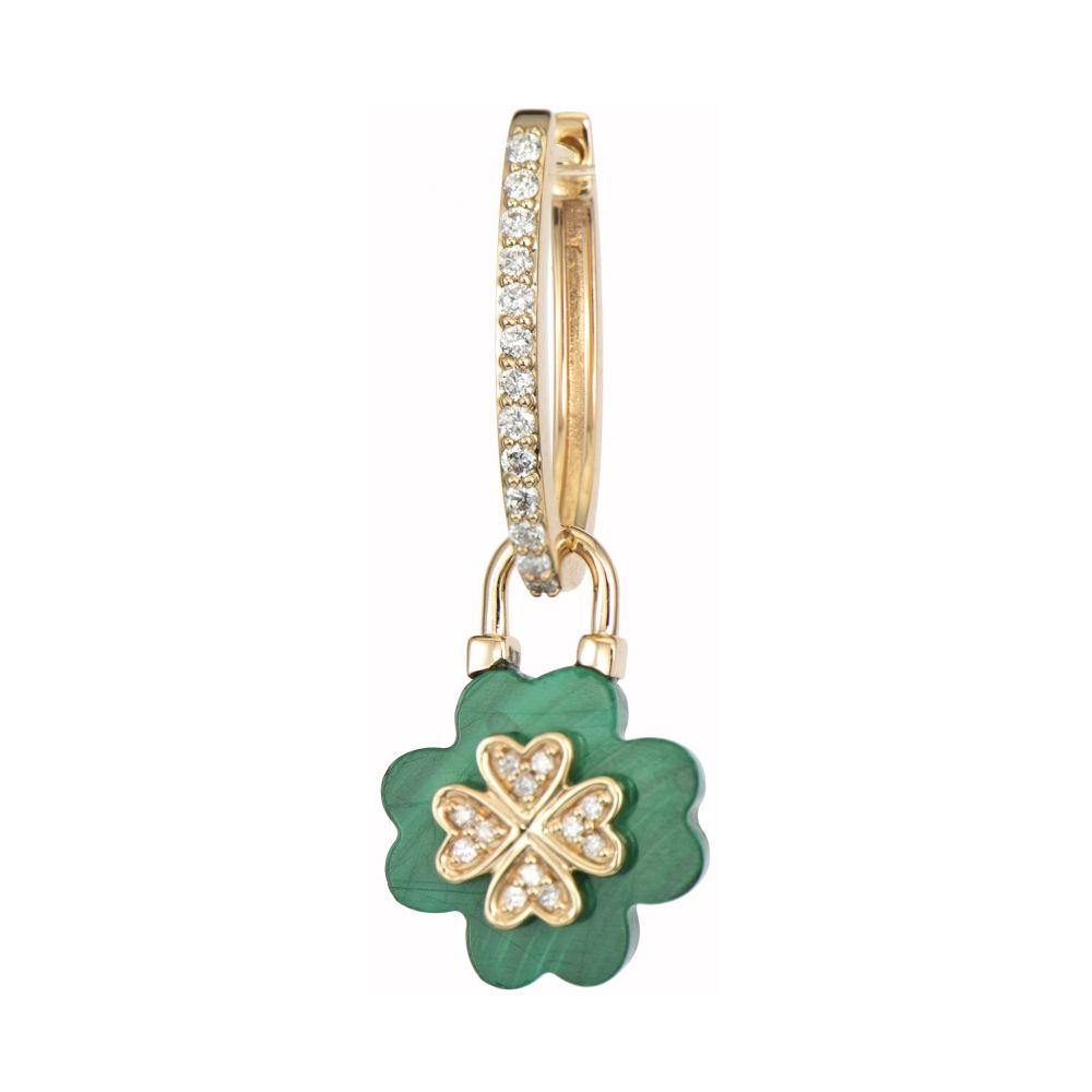 Single Carved Clover Malachite Charm