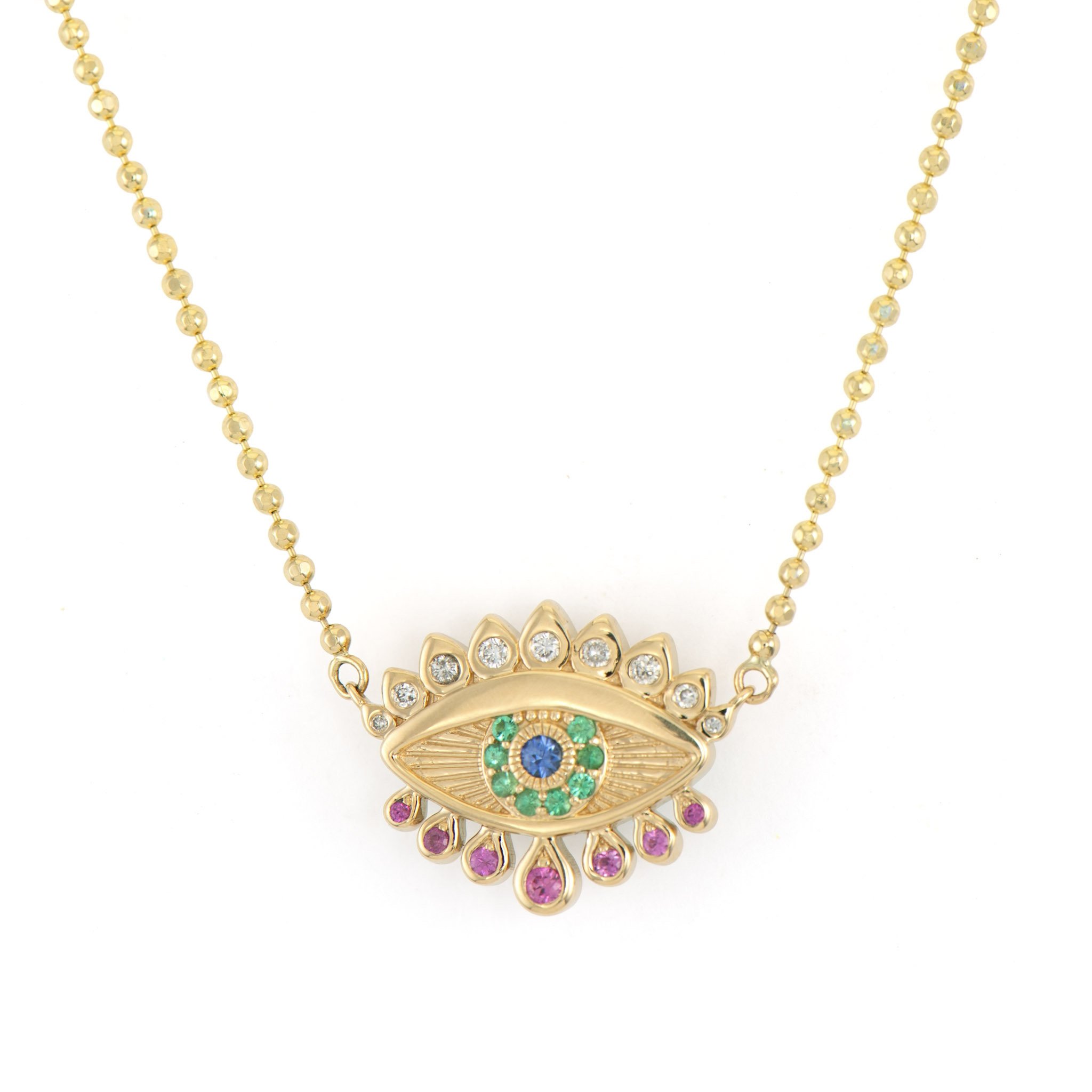 Bejeweled Double Sided Evil Eye Necklace