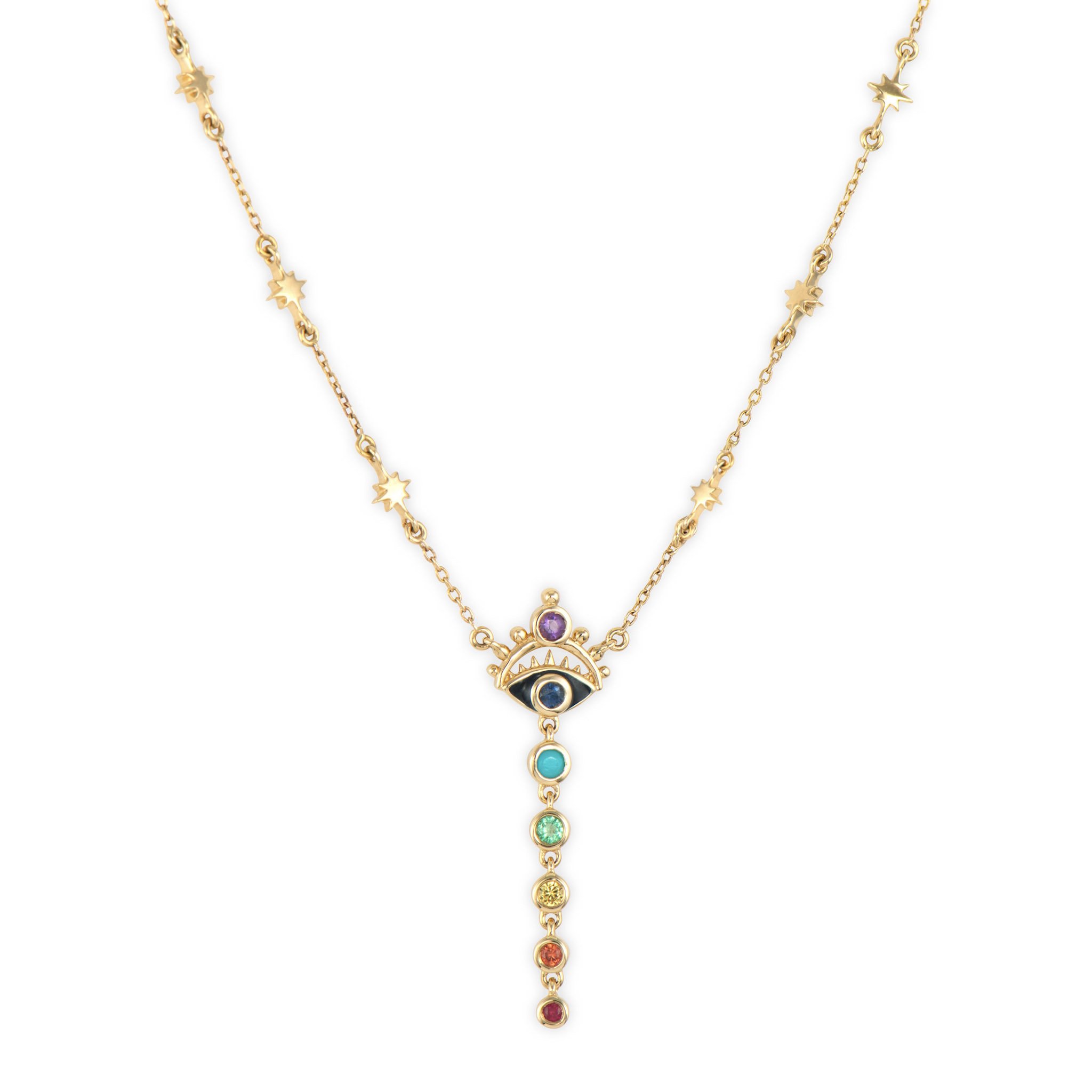Bejeweled Evil Eye Chakra Necklace