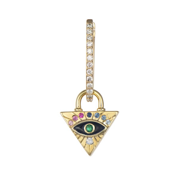 Closeup photo of Single Double Sided Evil Eye Pyramid Charm