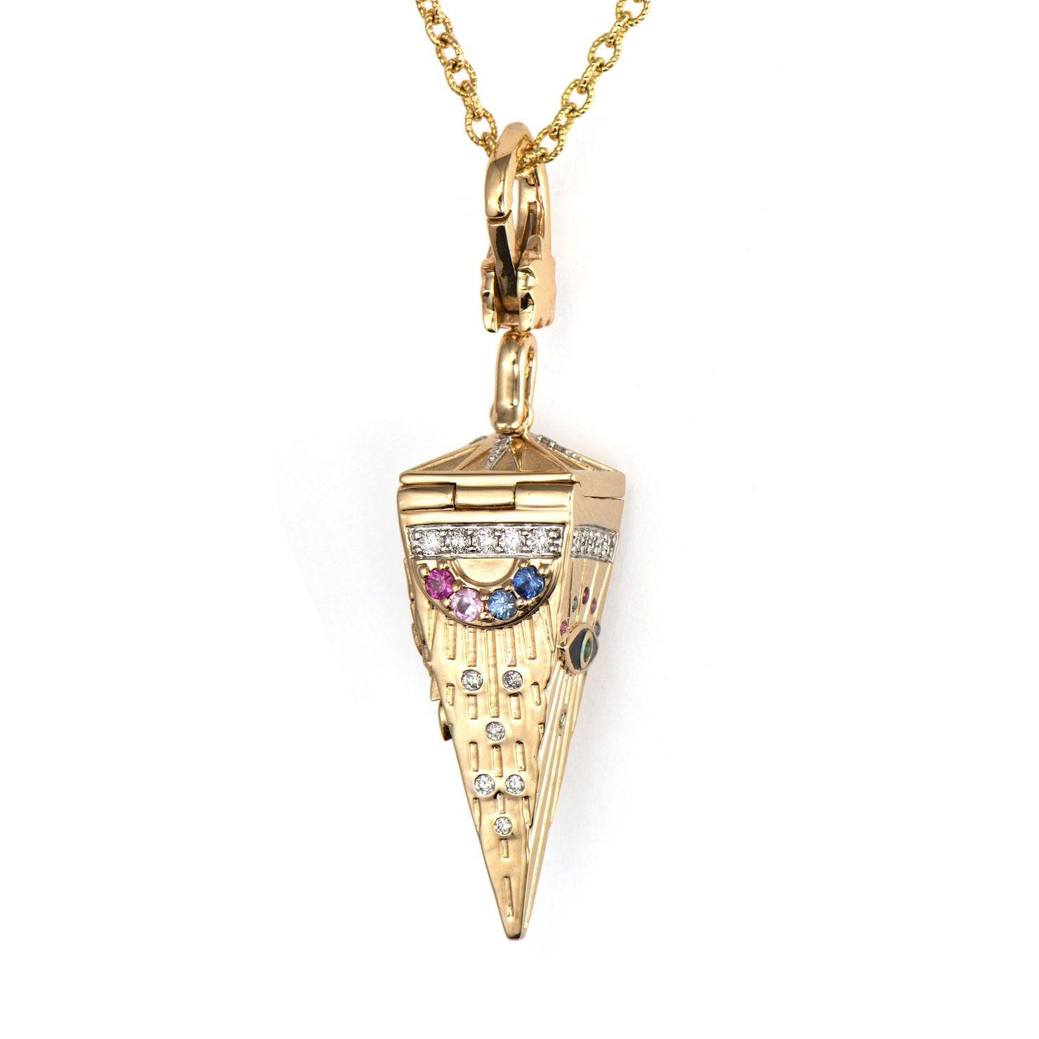 Four-Sided Pendulum Evil Eye Locket Pendant