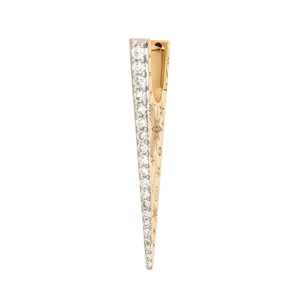 Closeup photo of Single Elongated Diamond "V" Hoop Earring