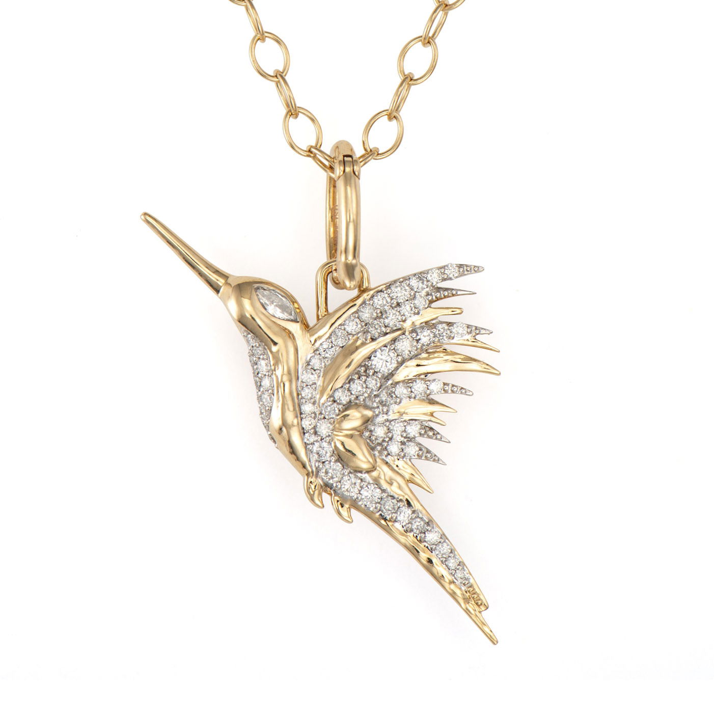 Large Double Sided Rainbow & Diamond Colibri Pendant | Three