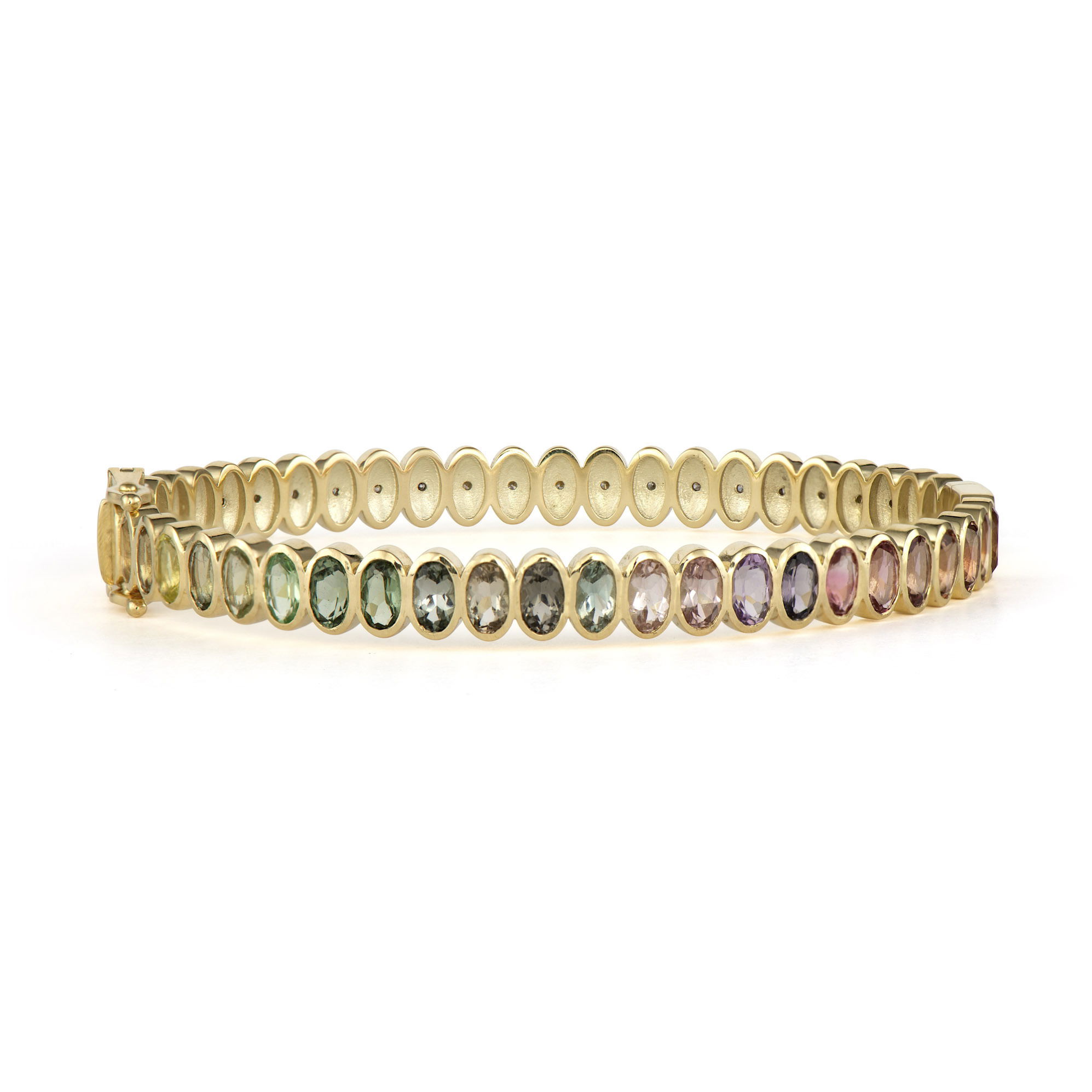 Double Sided Oval Tourmaline and Diamond Bangle