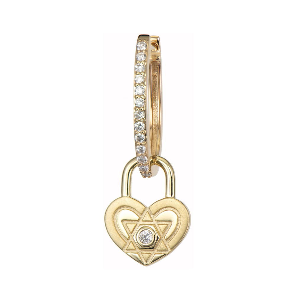 Single Double Sided Star of David & Hamsa Heart Charm