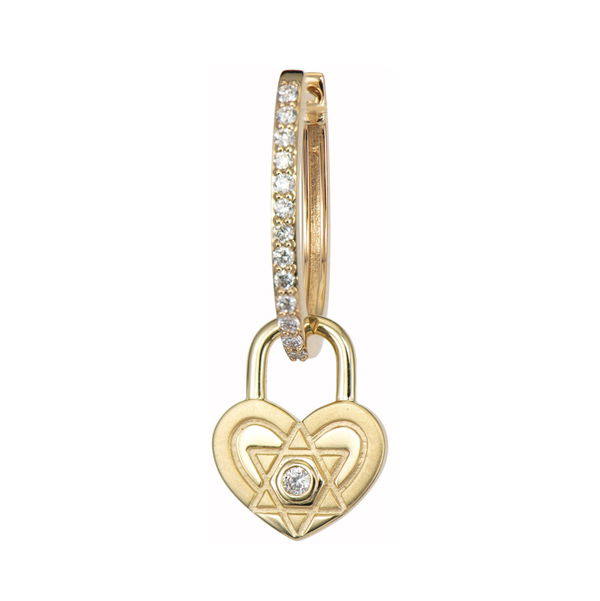 Closeup photo of Single Double Sided Star of David & Hamsa Heart Charm