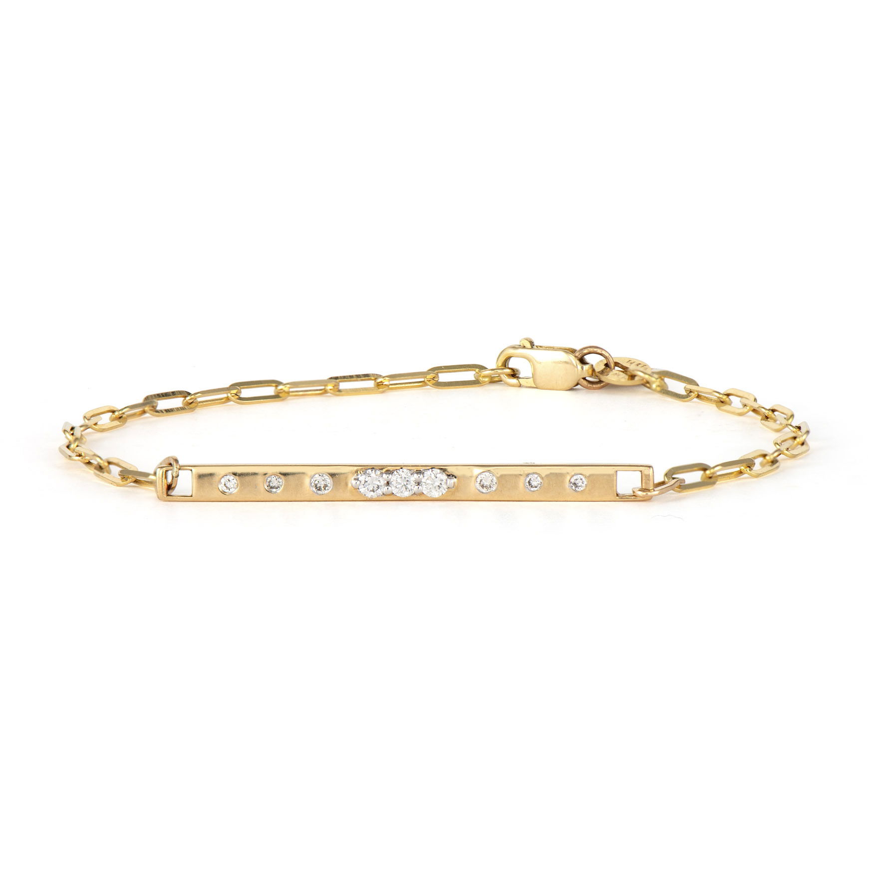 Thin Diamond Double Sided Bar Bracelet Size 7