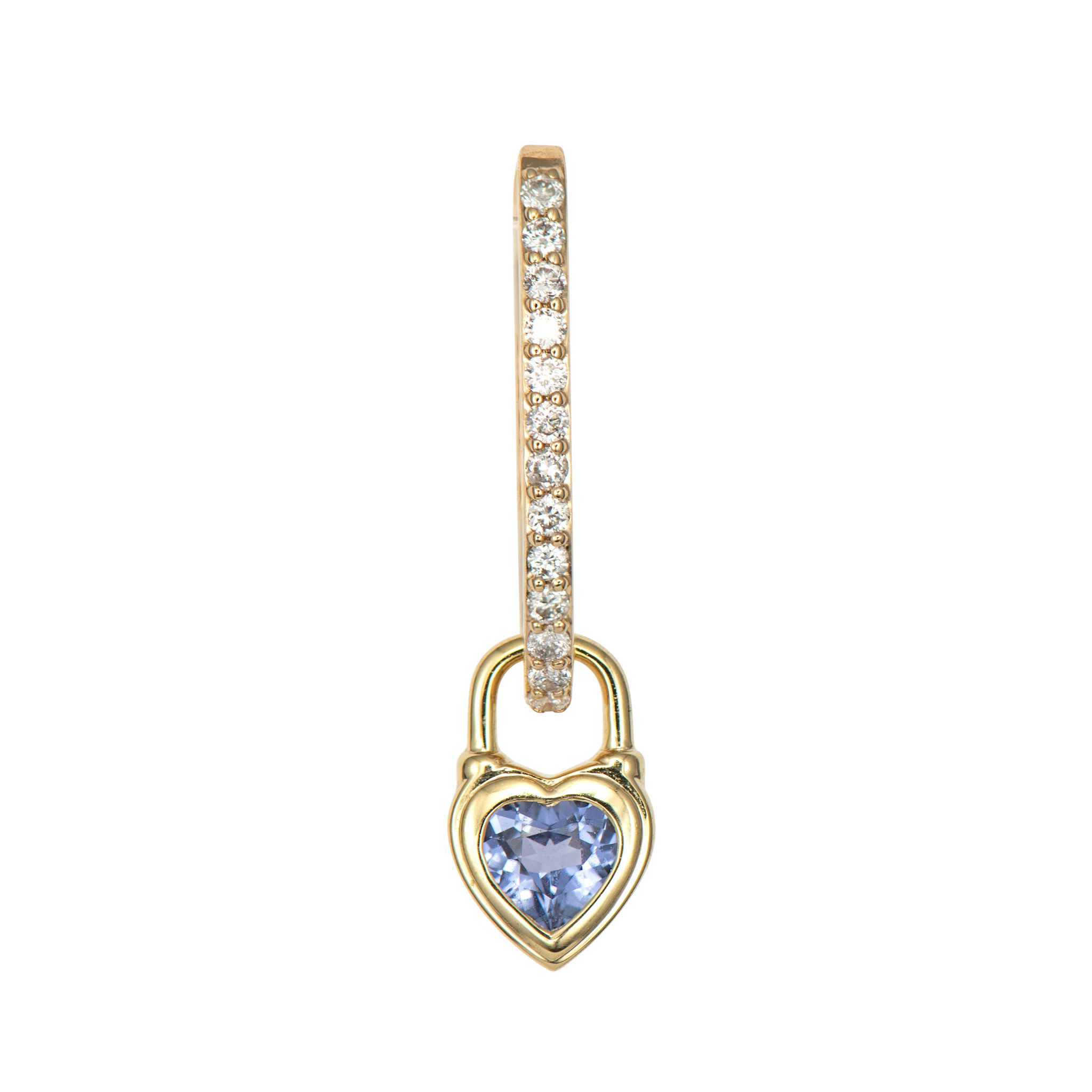 Single Beating Heart Medium Blue Sapphire Charm