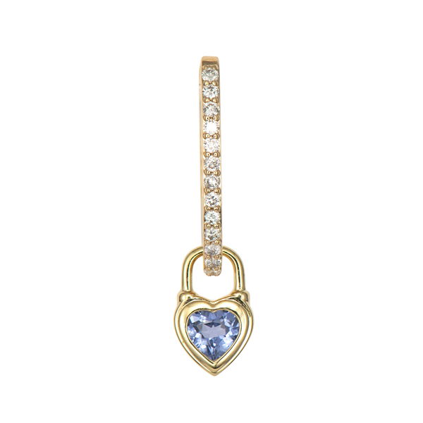 Closeup photo of Single Beating Heart Medium Blue Sapphire Charm