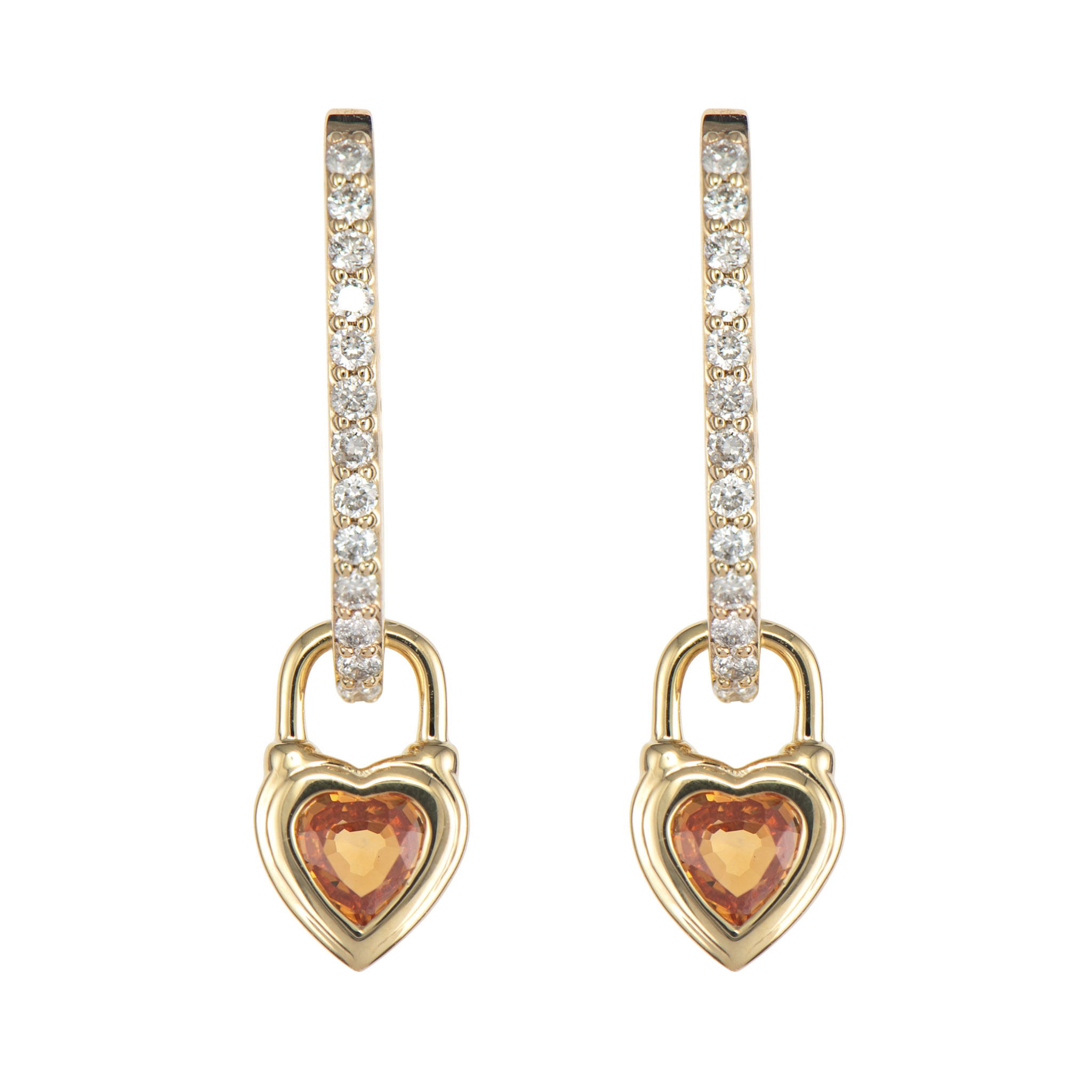 Single Beating Heart Orange Sapphire Charm