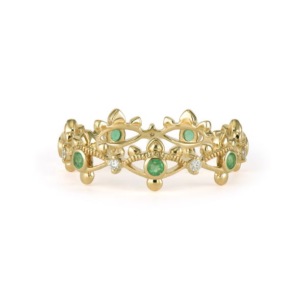 Closeup photo of Emerald Evil Eye Diamond Band