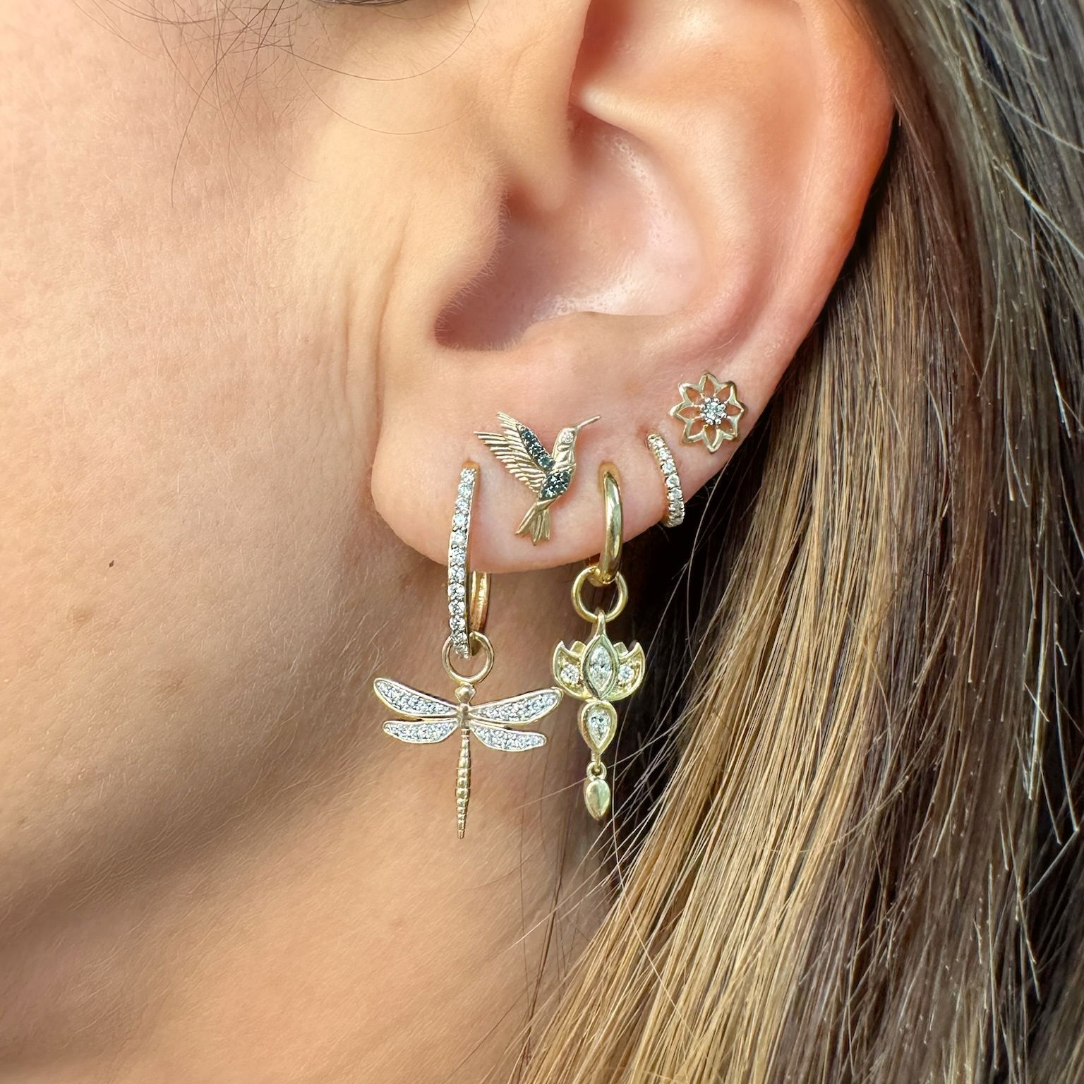 Single Open Flower Stud Earring