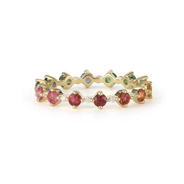 Closeup photo of Love Always Rainbow Sapphire & Diamond Band
