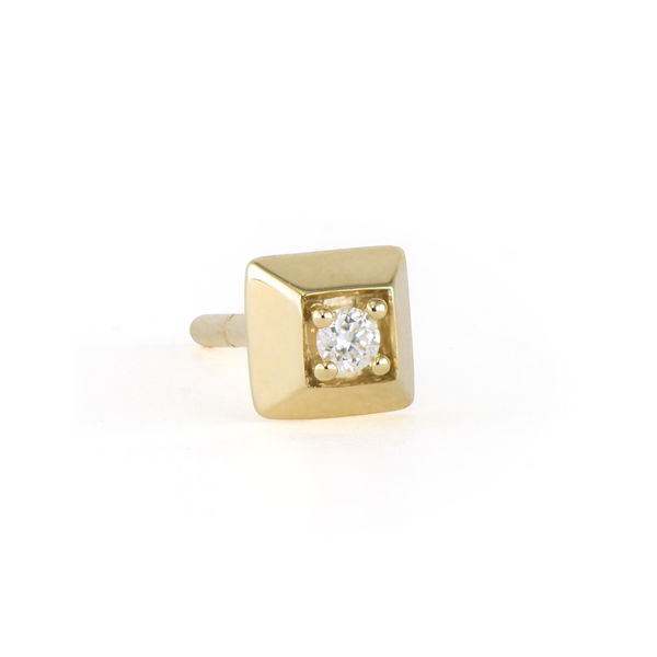 Closeup photo of Single Pyramid Diamond Stud Earring
