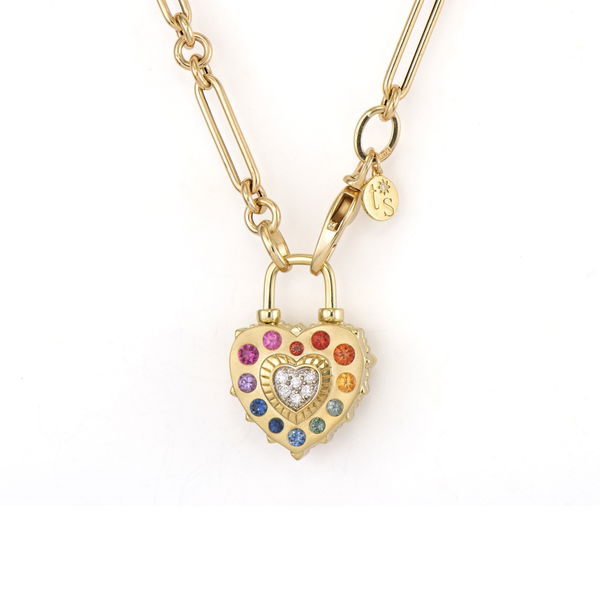 Closeup photo of You Are Loved Double Sided Rainbow Heart Locket Pendant