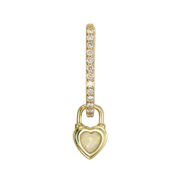 Closeup photo of Beating Heart White Opal Charm