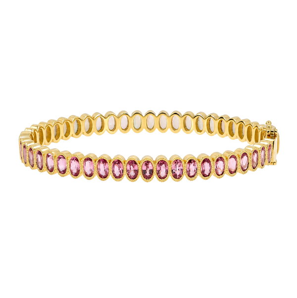 Closeup photo of Double Sided Oval Tourmaline and Opal Bangle
