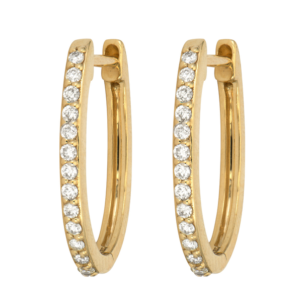 Closeup photo of Classic Oval Pave Hoops