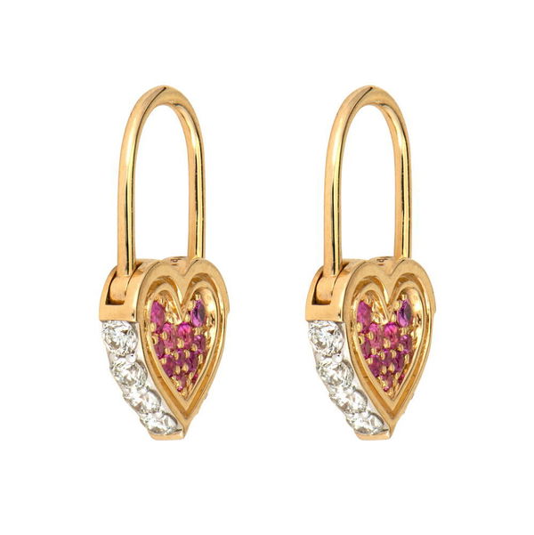 Closeup photo of Unlock Love Heart Lock Hoop Earrings