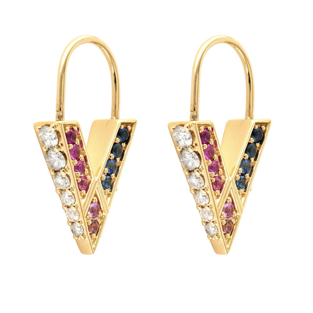 Unlock Love Sapphire V Hoop Earrings