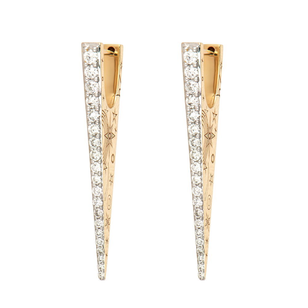 Elongated Diamond "V" Hoop Earrings