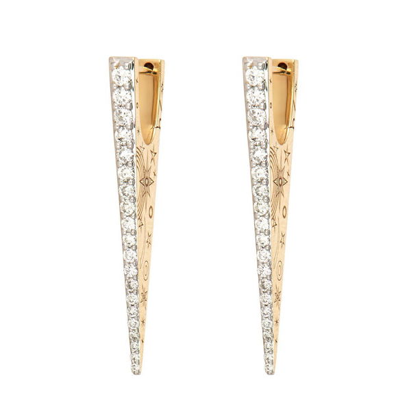 Closeup photo of Elongated Diamond "V" Hoop Earrings