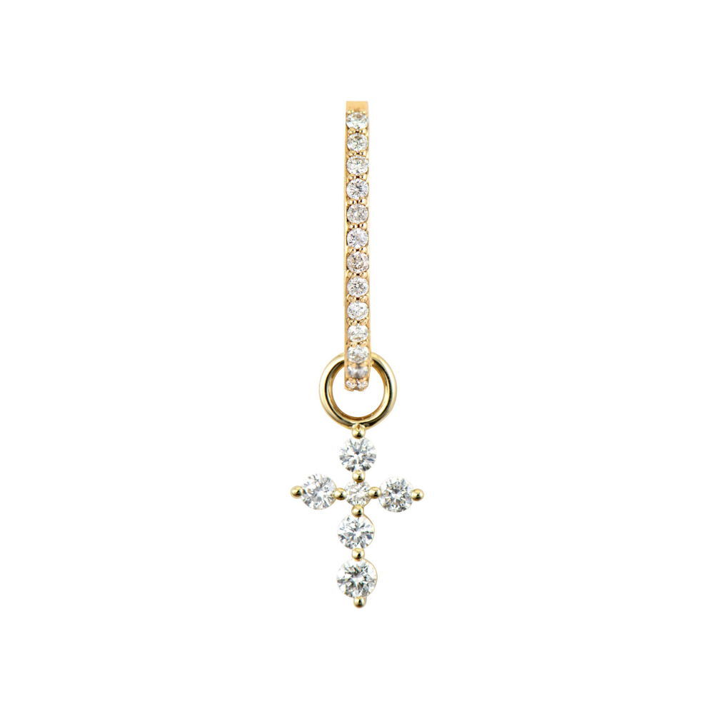 Tiny Prong Set Diamond Cross Charms