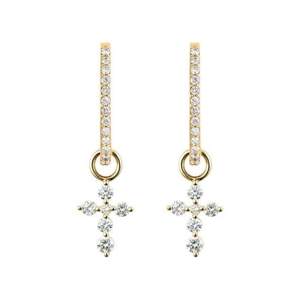 Closeup photo of Tiny Prong Set Diamond Cross Charms