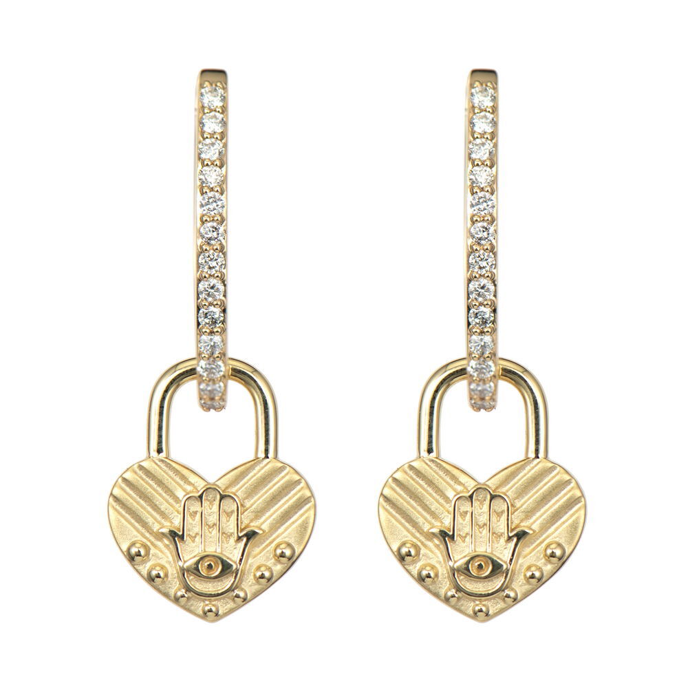 Double Sided Star of David & Hamsa Heart Charms