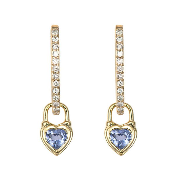 Closeup photo of Beating Heart Medium Blue Sapphire Charms