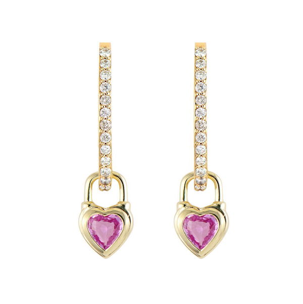 Closeup photo of Beating Heart Pink Sapphire Charms