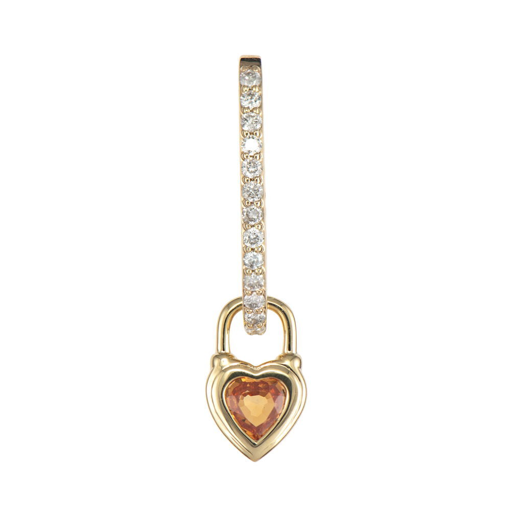 Beating Heart Orange Sapphire Charms