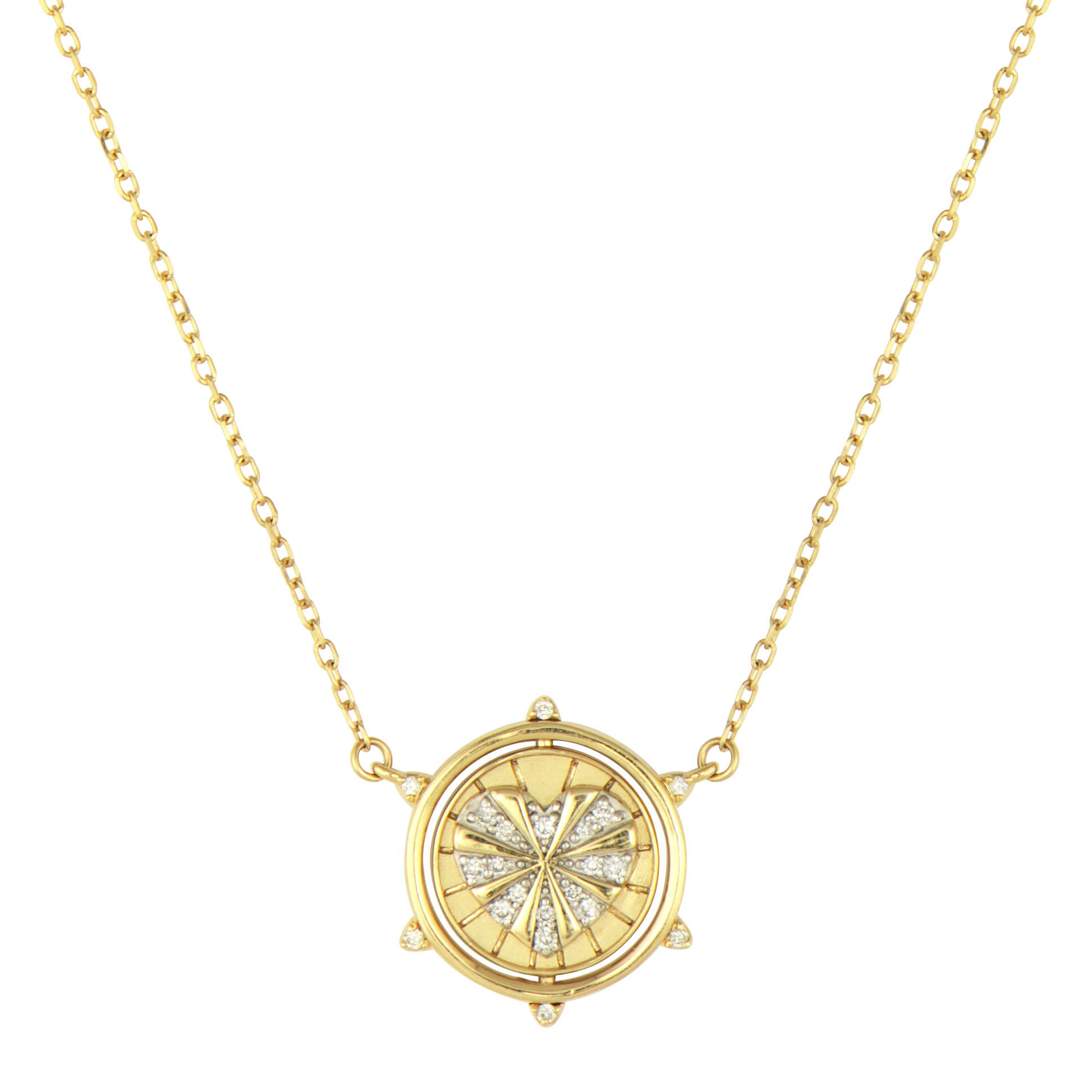 The Heart and Evil Eye Double Sided Flip Necklace combines love and protection in one meaningful piece. Crafted in 14K gold, one side features a beautifully detailed heart representing love and compassion. Flip it over to reveal an intricately designed evil eye, symbolizing protection from negative energy and harm.This innovative flip design allows you to choose which powerful symbol to display, adapting to your emotional needs or personal moments. The necklace features jump rings at 16, 17, and 18 inches, offering versatile length options for perfect positioning. The combination of the loving heart and the protective evil eye creates a piece that offers both emotional comfort and spiritual safeguarding. Perfect for those who seek jewelry that provides daily inspiration and keeps love and protection close to your heart. Heart and Evil Eye Double Sided Flip Necklace