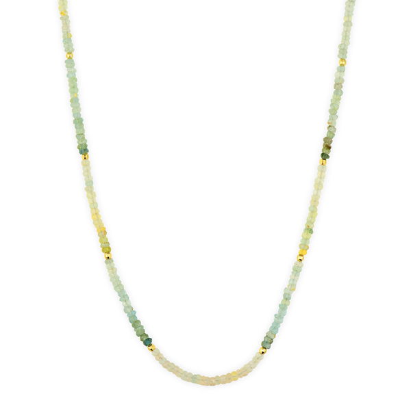 Closeup photo of Delicate Ombre Morganite/Aquamarine Beaded Chain 18"