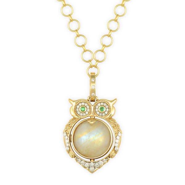 Closeup photo of Wise Owl Double Sided Locket Pendant