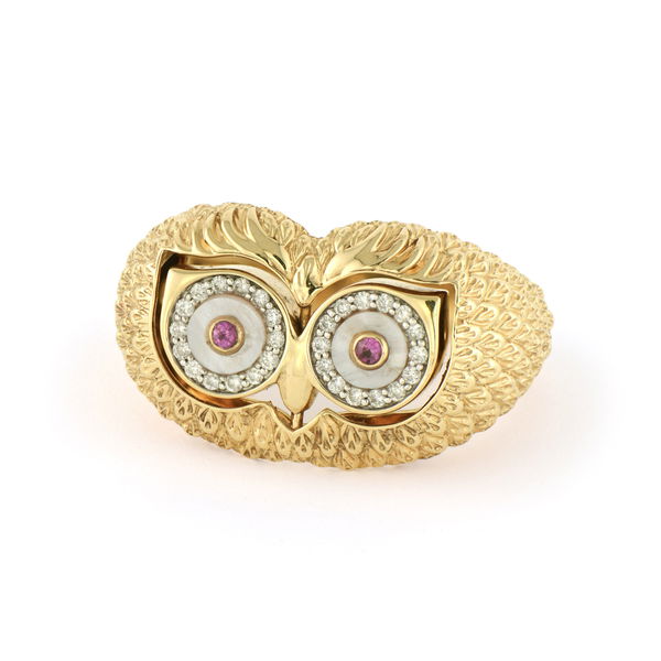 Closeup photo of Blinking Owl Flip Ring