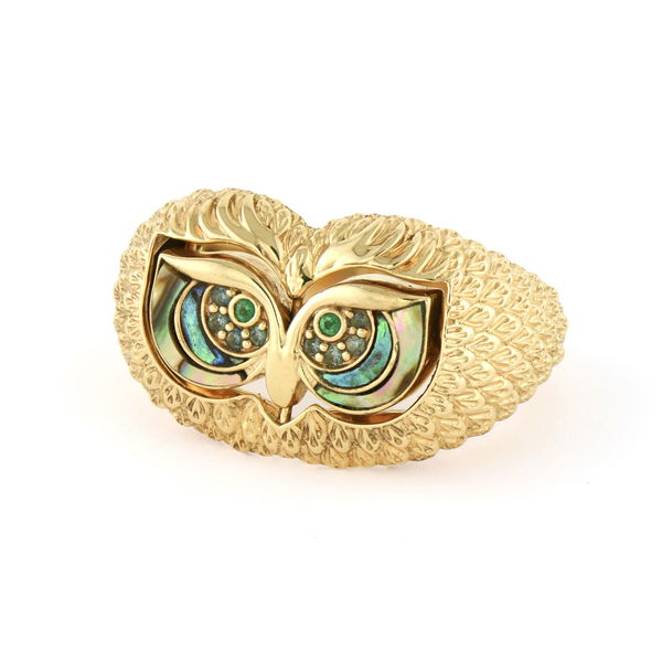 Closeup photo of Blinking Owl Flip Ring