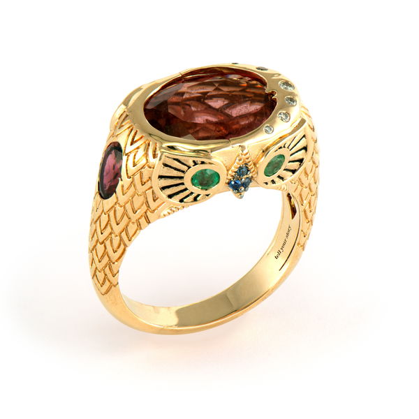 Closeup photo of Night Owl Double Sided Tourmaline Ring