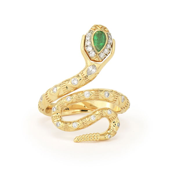 Closeup photo of Serpent Coil Wrap Around Flip Ring