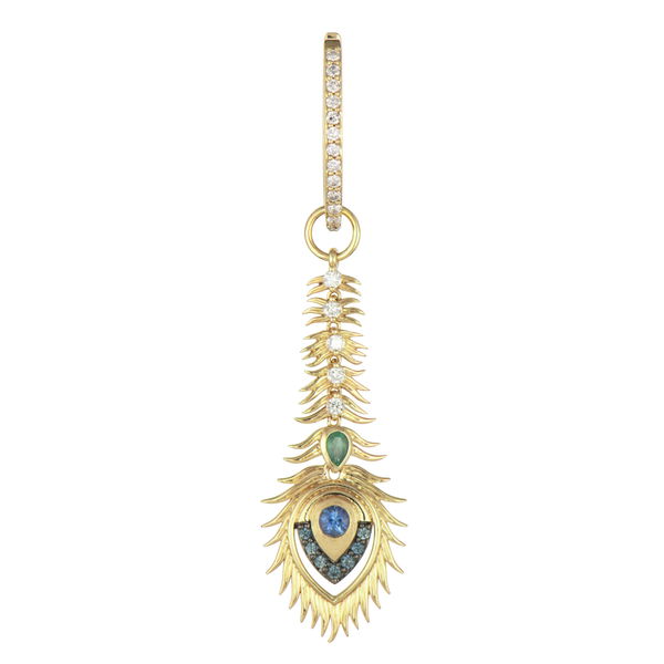 Closeup photo of Peacock Eye Feather Charm